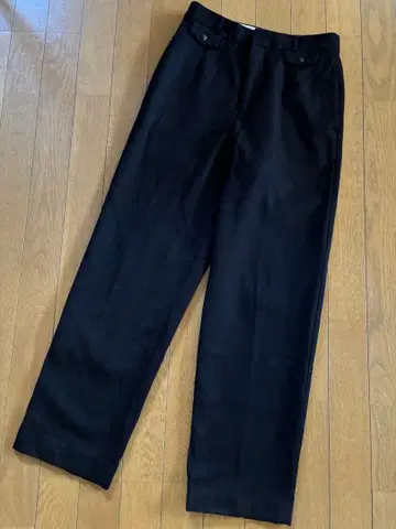 휴먼 우먼 울 스트레이트 팬츠 다크 네이비 총 안감 부착