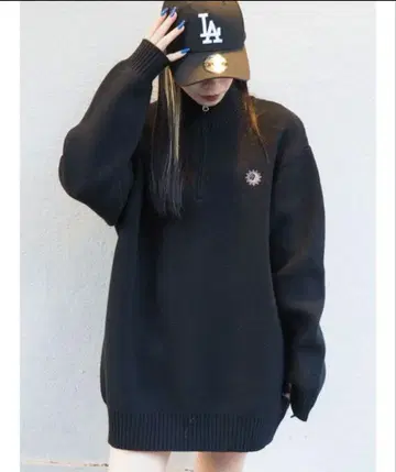 에브리리스 미사용 하프 지퍼 니트 미니 원피스