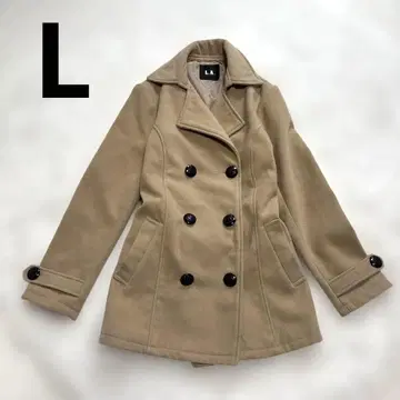 베이지 더블 브레스트 피 코트