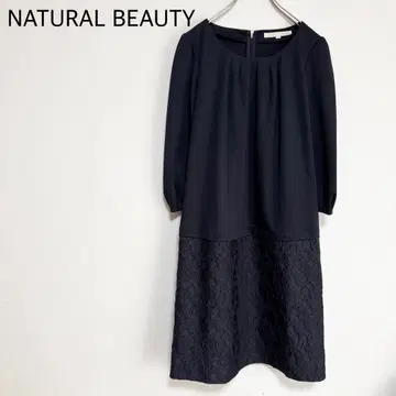 Natural Beauty 레이스 절개 원피스 네이비