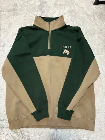 POLO 하프 지퍼 트레이닝복 L 속기모 그린/베이지