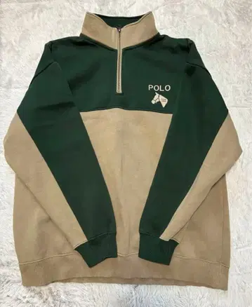 POLO 하프 지퍼 트레이닝복 L 속기모 그린/베이지