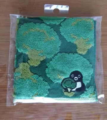 Suica 펭귄 복슬복슬 핸드 타월 브로콜리