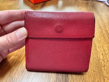 일비종떼 빨간색 가죽 접이식 지갑