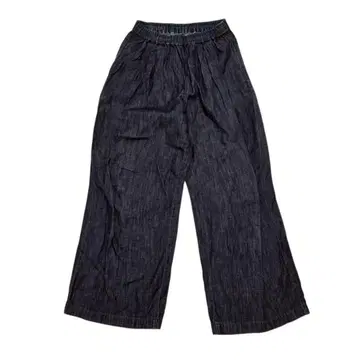 무인양품 MUJI 데님 와이드 팬츠 면린넨 (S) 허리밴딩 내추럴 계열