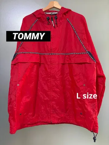 Tommy Jeans 후드 부착 나일론 자켓 레드 빨간색