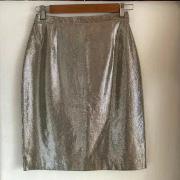 밤 티어 실버 메탈릭 타이트 스커트 (피그스킨)