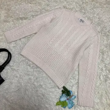 새상품급 인디비 케이블 짜임 니트 아이보리 아크릴 울 38 M