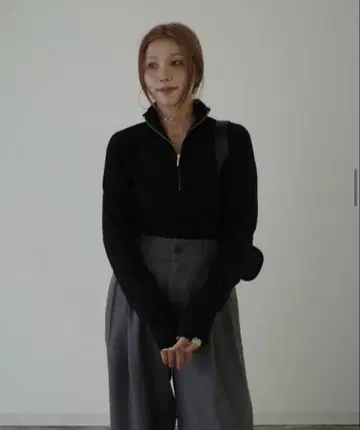 시마무라 hideka 콜라보 손가락 구멍 하프 지퍼