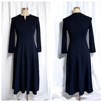 ANAYI 아나이 울 플레어 원피스 네이비 계열 36