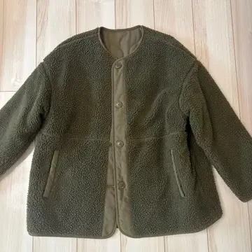 리버서블 2WAY 카키 올리브 플리스 자켓 단추식