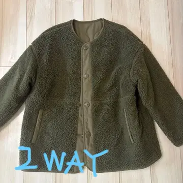 리버서블 2WAY 카키 올리브 플리스 자켓 단추식