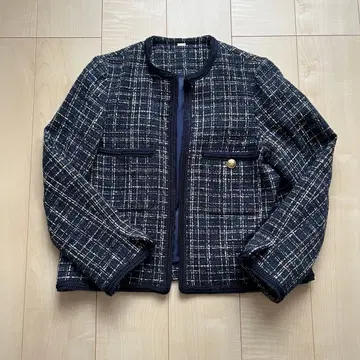 미라 오웬 트위드 자켓 네이비