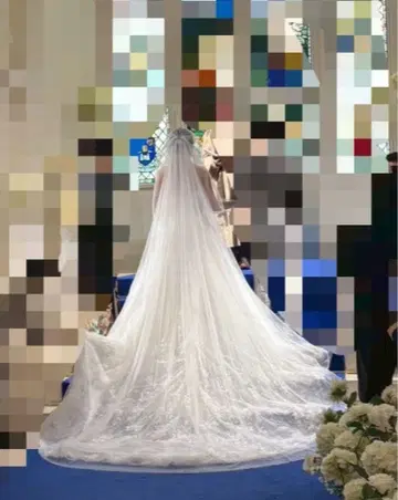 롱 웨딩 베일 화이트 레이스