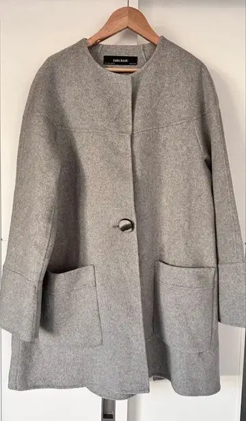 ZARA BASIC 노카라 코트 피코트 그레이