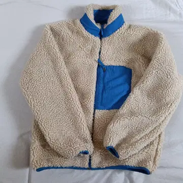 아이보리/블루 플리스 자켓