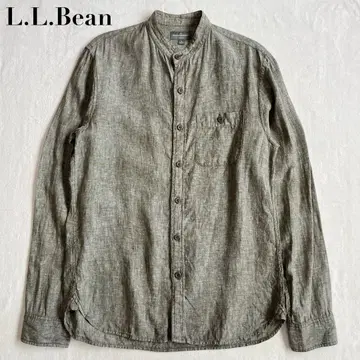 L.L.Bean 밴드 카라 린넨 셔츠 S 그린 엘엘빈