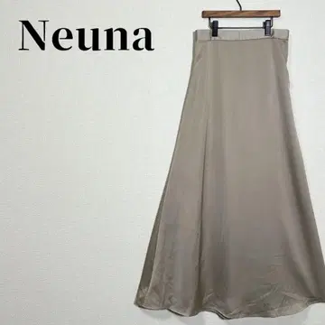 누나 머메이드 새틴 롱 스커트 백 밴딩 베이지 골드 사이즈 M