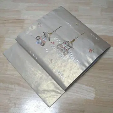 귀여운 꽃과 어소차 자수 고급 나고야 오비 금실 은실 선착순