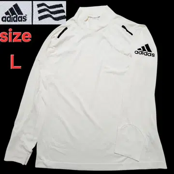 adidas 모크넥 긴팔 셔츠 L 사이즈 화이트 남녀