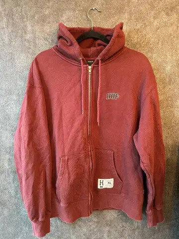 HUF 지퍼 후드티 버건디 L