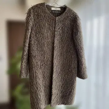 saqui 모헤어 샤기 노카라 코트