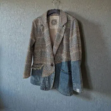 유니크한 체크 무늬 데님 자켓 Dw2R&MICALLE