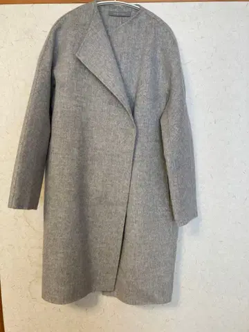 그레이 울 더블 버튼 롱 코트