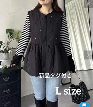 prose verse 퀼팅 펄 페플럼 베스트 L 사이즈 택 포함 새상품