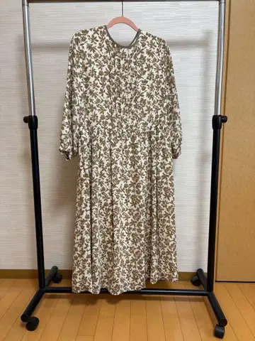 자유구 플라워 프린트 롱 원피스 긴팔 사이즈 L