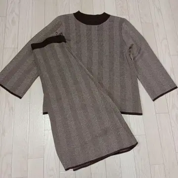 DECOY 헤링본 니트 브라운 계열 니트 셋업 LL