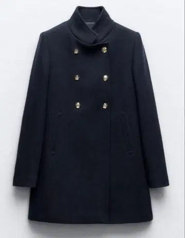 ZARA 더블 브레스트 하이넥 울 블렌드 코트