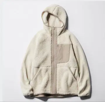 유니클로 화이트 마운티니어링 플리스 후드티 S 화이트