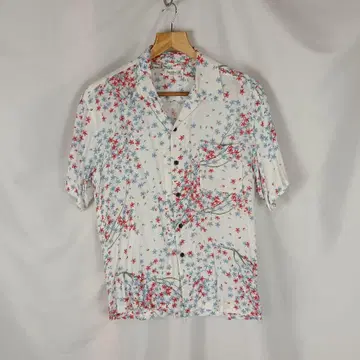 Free Nature 알로하 셔츠 M 화이트 꽃무늬 B3903