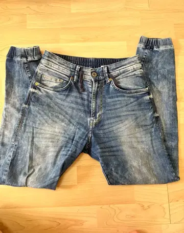 스트레치 허리 데님 팬츠 리브