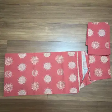 나고야 오비 핑크 원형 무늬