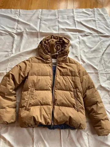 퓨어세신 브라운 후드 부착 다운 자켓