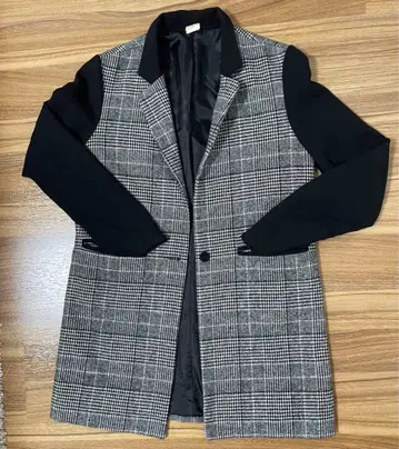 [ K-패션 ] 체크 무늬 테일러드 자켓 체스터 코트