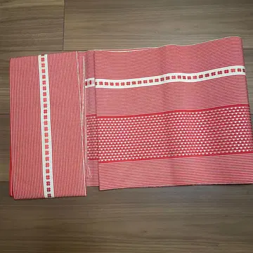 나고야 오비 빨간색과 화이트 스트라이프