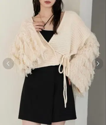 hinari 루프 프린지 니트 가디건 아이보리