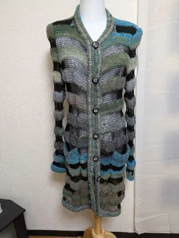 스트라이프 패턴 롱 가디건