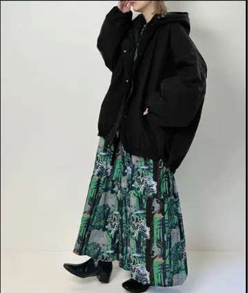 패딩 자켓 퀼팅 안감 후드 부착 아우터 블랙 M