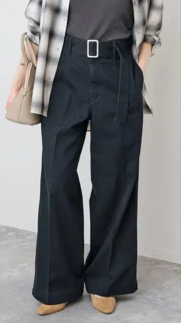 Spick & Span 벨트 와이드 레그 치노