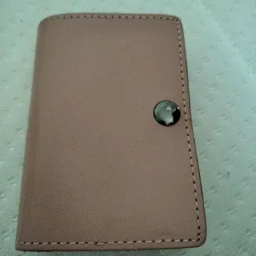 핑크 가죽 3단 폴더형 지갑 카드 케이스