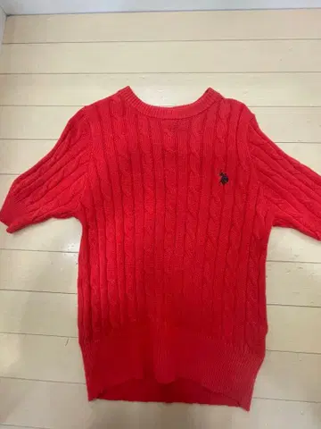 U.S. POLO ASSN. 케이블 니트 반팔 M 레드