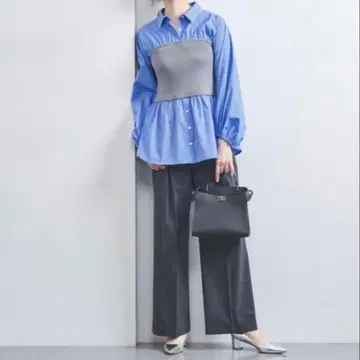 UNITED ARROWS 니트 뷔스티에 콤비 셔츠