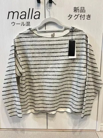 [택 포함 새상품] malla 스트라이프 니트 긴팔 울 60% M