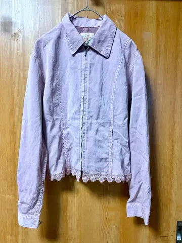 L'estRose 레스트로즈 장미 모티브의 세련된 퍼플 데님 자켓