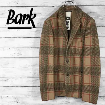바크 이탈리아제 니트 테일러드 자켓 체크 무늬 브라운 M 사이즈