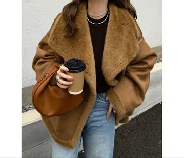 고베 레터스 무스탕 코트 스웨이드 카멜